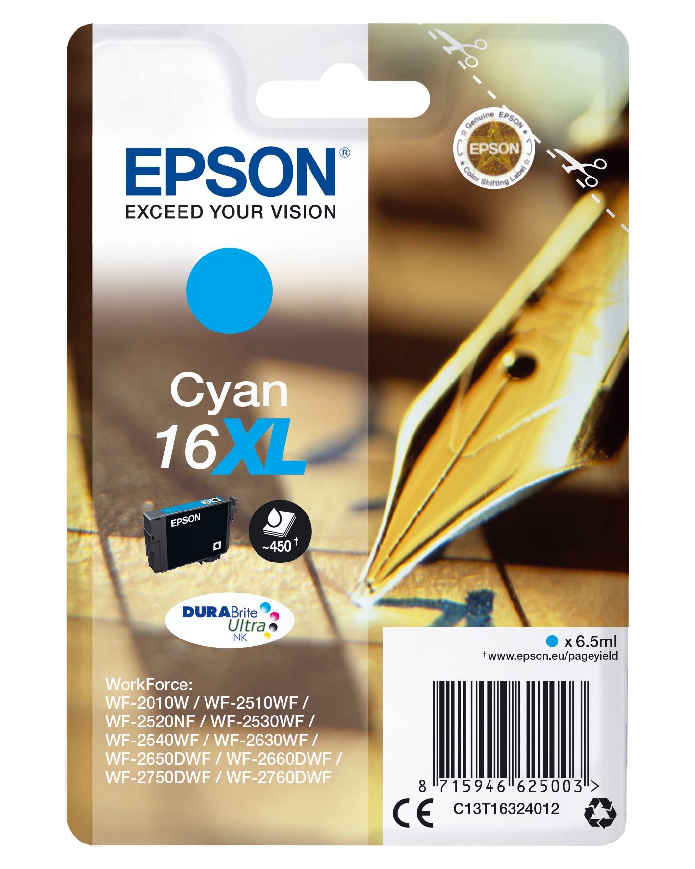 Epson Pen and Crossword Cartridge Cyan DURABrite Ultra 16XL Ink
