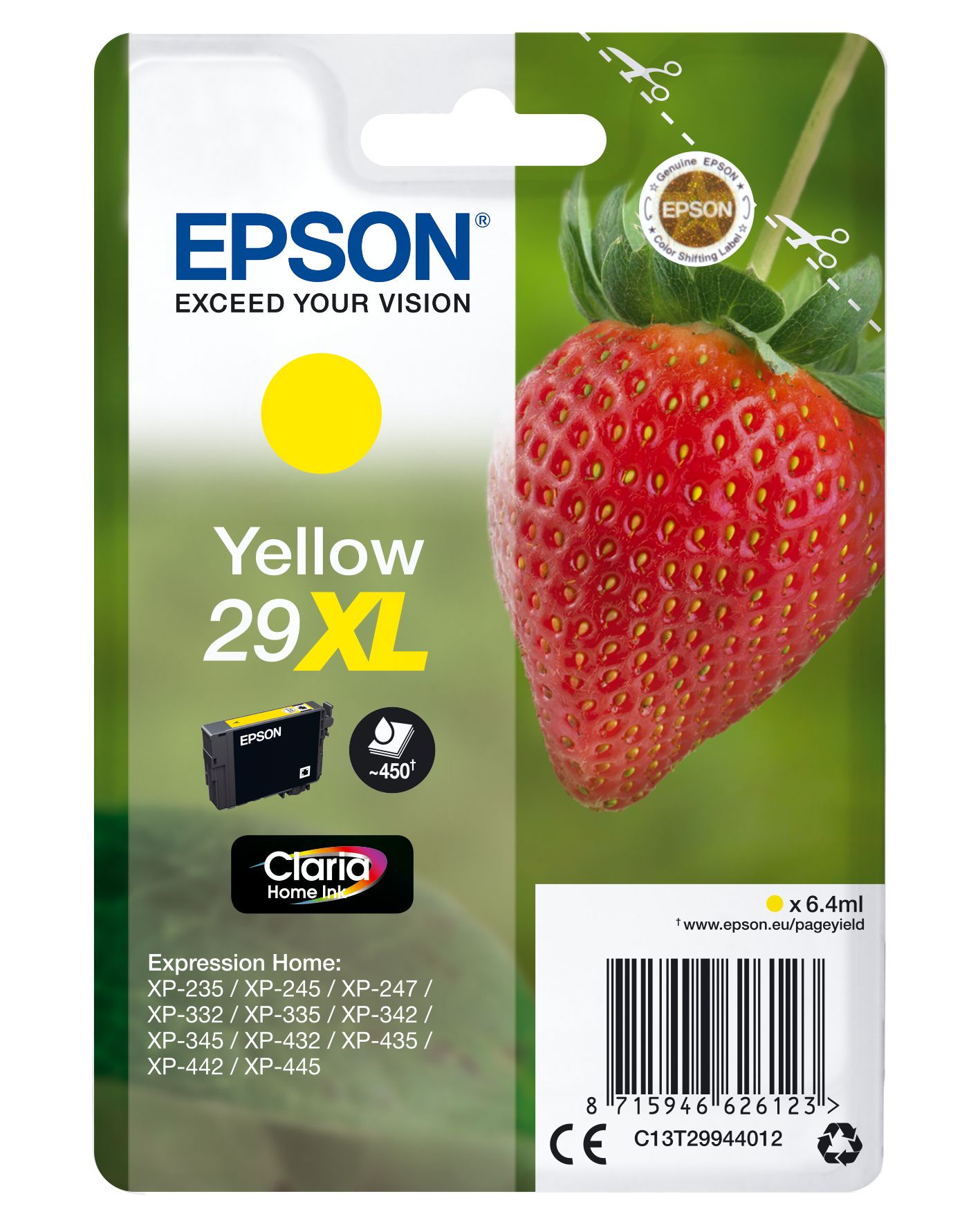 Epson Strawberry Cartridge Yellow Claria Home Ink 29XL