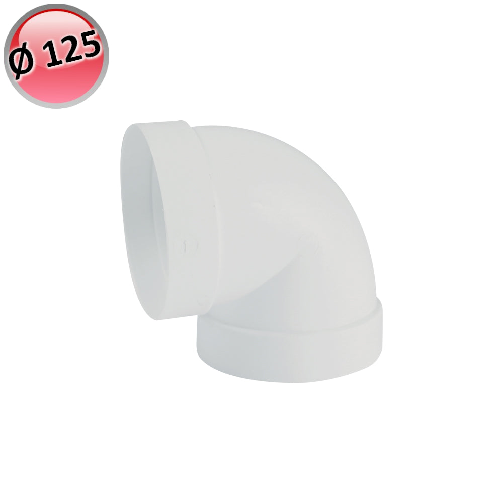 Gomito curva a 90° Ø 125 in plastica per condotto aria VMC cappa cucina