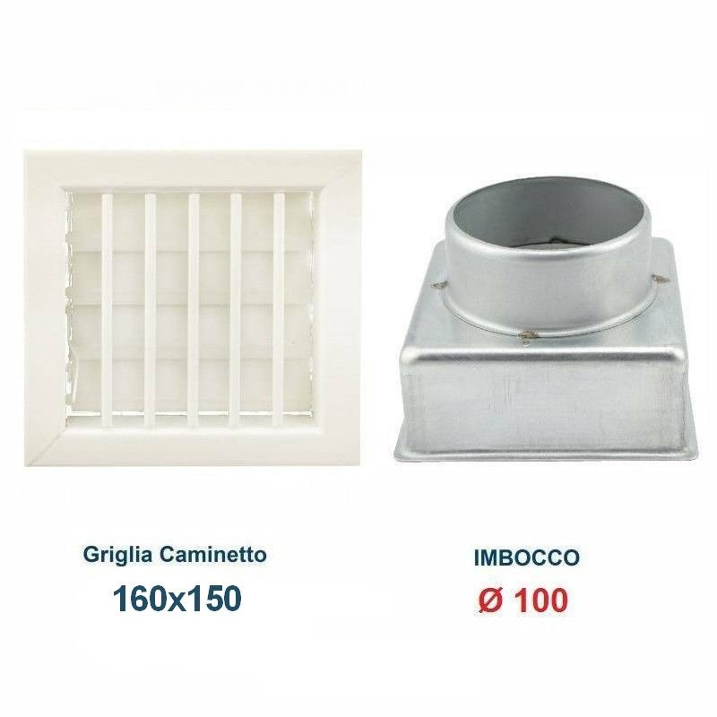 16x15cm WHITE Vent Grill Diam.100mm with Chimney Adapter