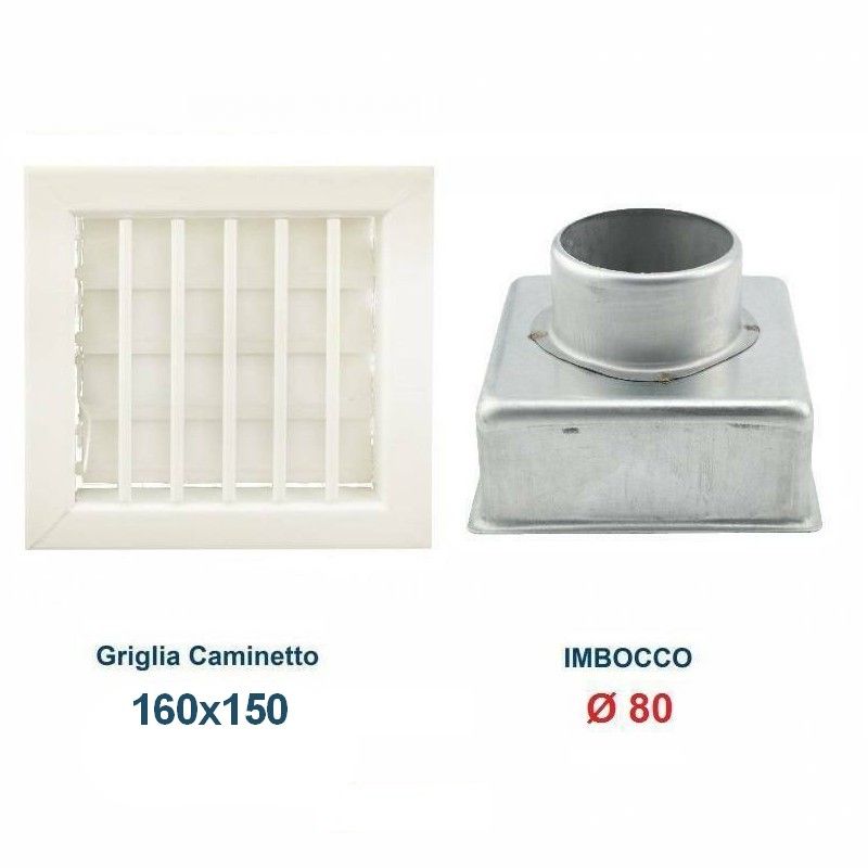 16x15cm WHITE Vent Grill Diam.80mm with Chimney Adapter
