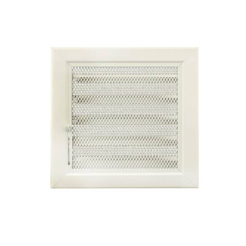 18x18cm WHITE Fireplace Vent Grill with Mesh and Adjustable Damper