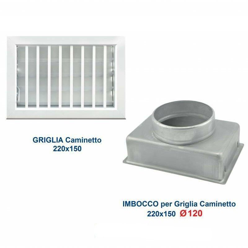 22x15cm White Vent Grille Diam.120mm with Chimney Adapter