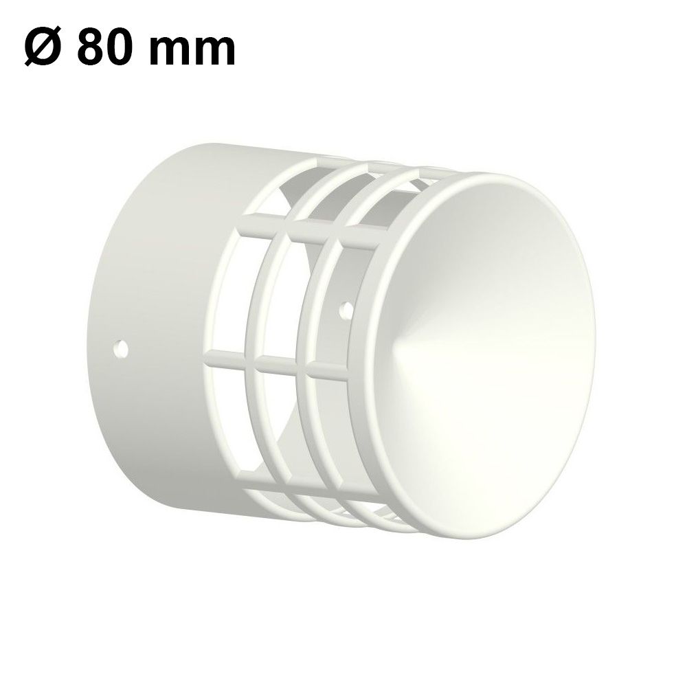 Griglia scarico fumi Ø 80 mm in plastica colore bianco per caldaia condensazione