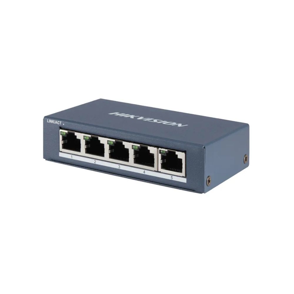 HIKVISION SWITCH 5 PORT GIGABIT UNMANAGED SWITCH 5 GIGABIT RJ45 PORTS, DESKTOP STEEL CASE UNMANAGED
