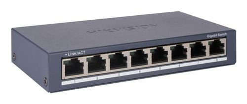 HIKVISION SWITCH 8 PORTE GIGABIT RJ45 PORTS, DESKTOP STEEL CASE UNMANAGED SWITCH