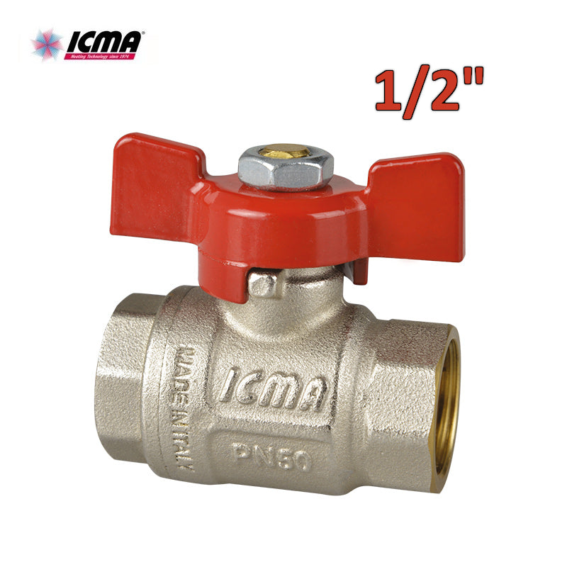 ICMA 349 - Full-bore ball valve? 1/2'' F/F thread - Butterfly lever
