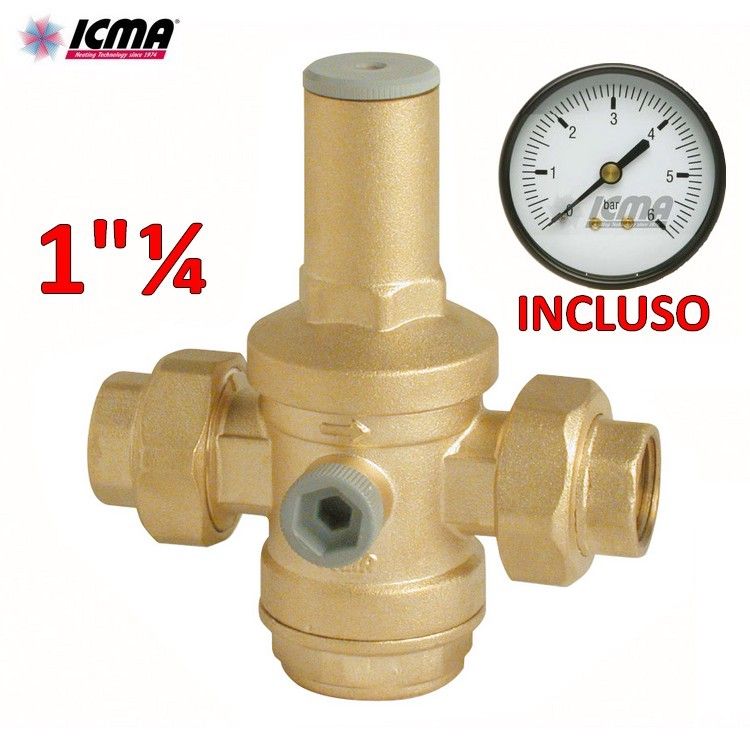 ICMA Water pressure reducer 1''1/4 FF pressure gauge included