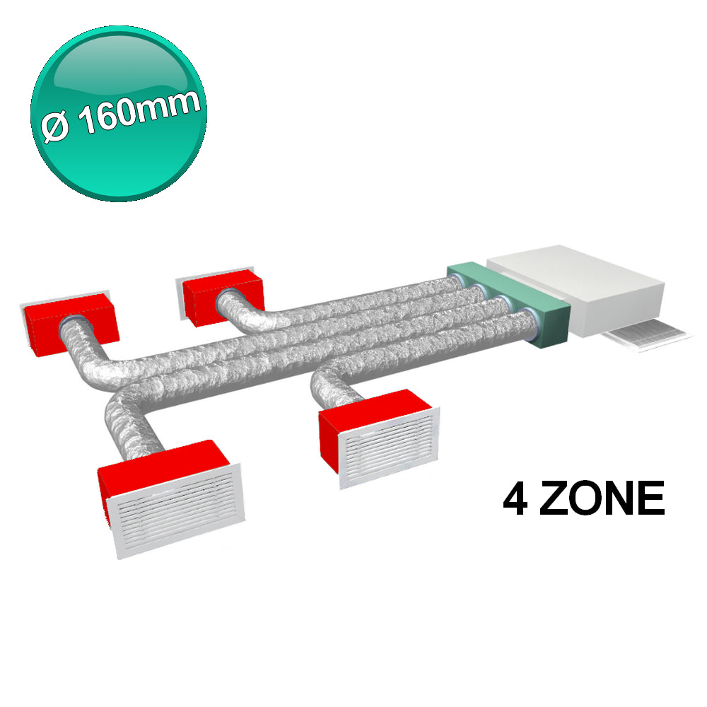 Complete accessory kit for 4-zone ducted system Ø 160 mm