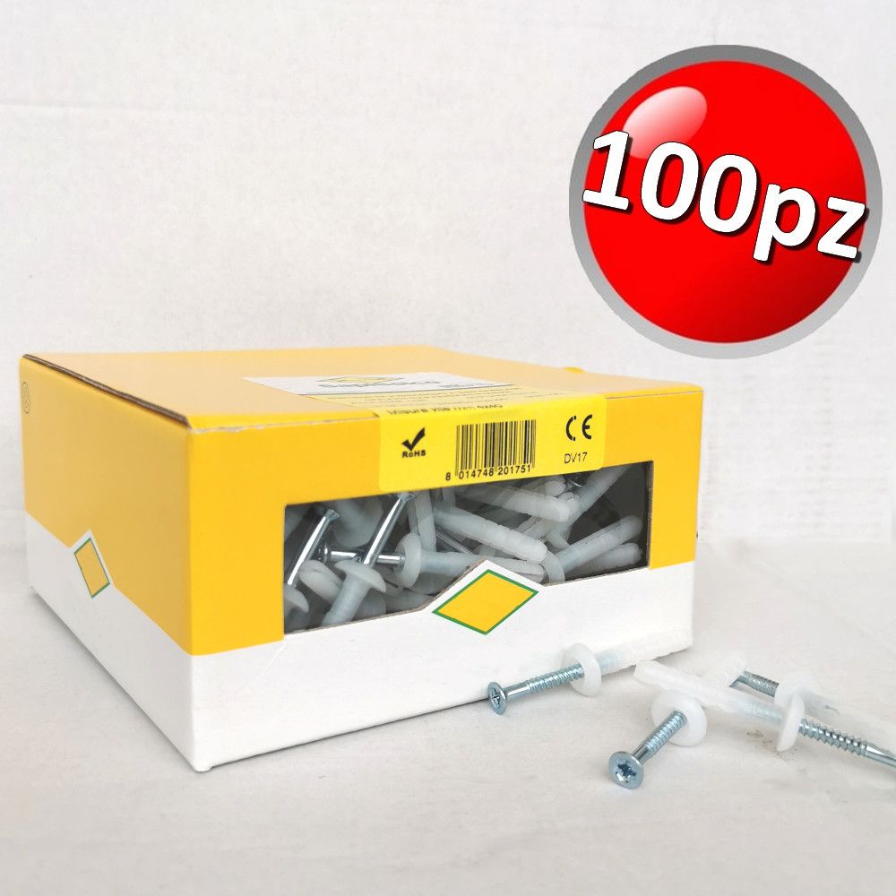 Ø 6 nylon hammer-in plug kit with pre-assembled nail - BOX 100 pcs