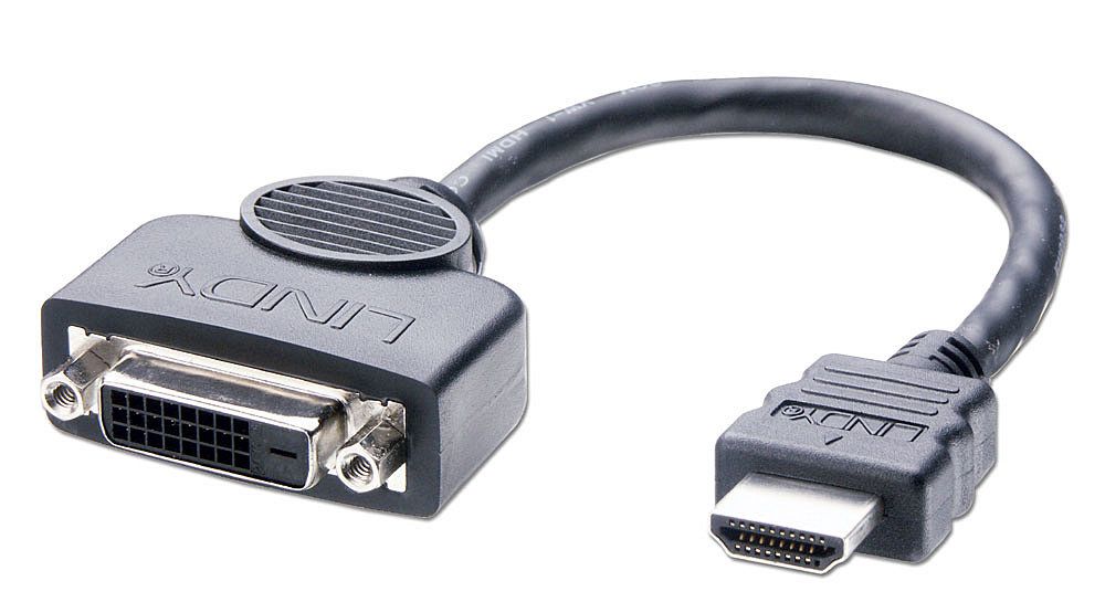 Lindy 41227 0.2m DVI-D HDMI Video Cable and Adapter Black