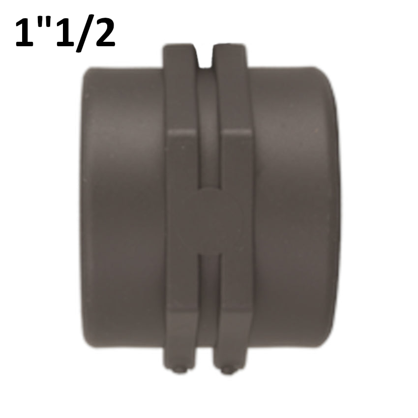 1''1/2 FF joint sleeve in PP polypropylene with sealing O-ring.