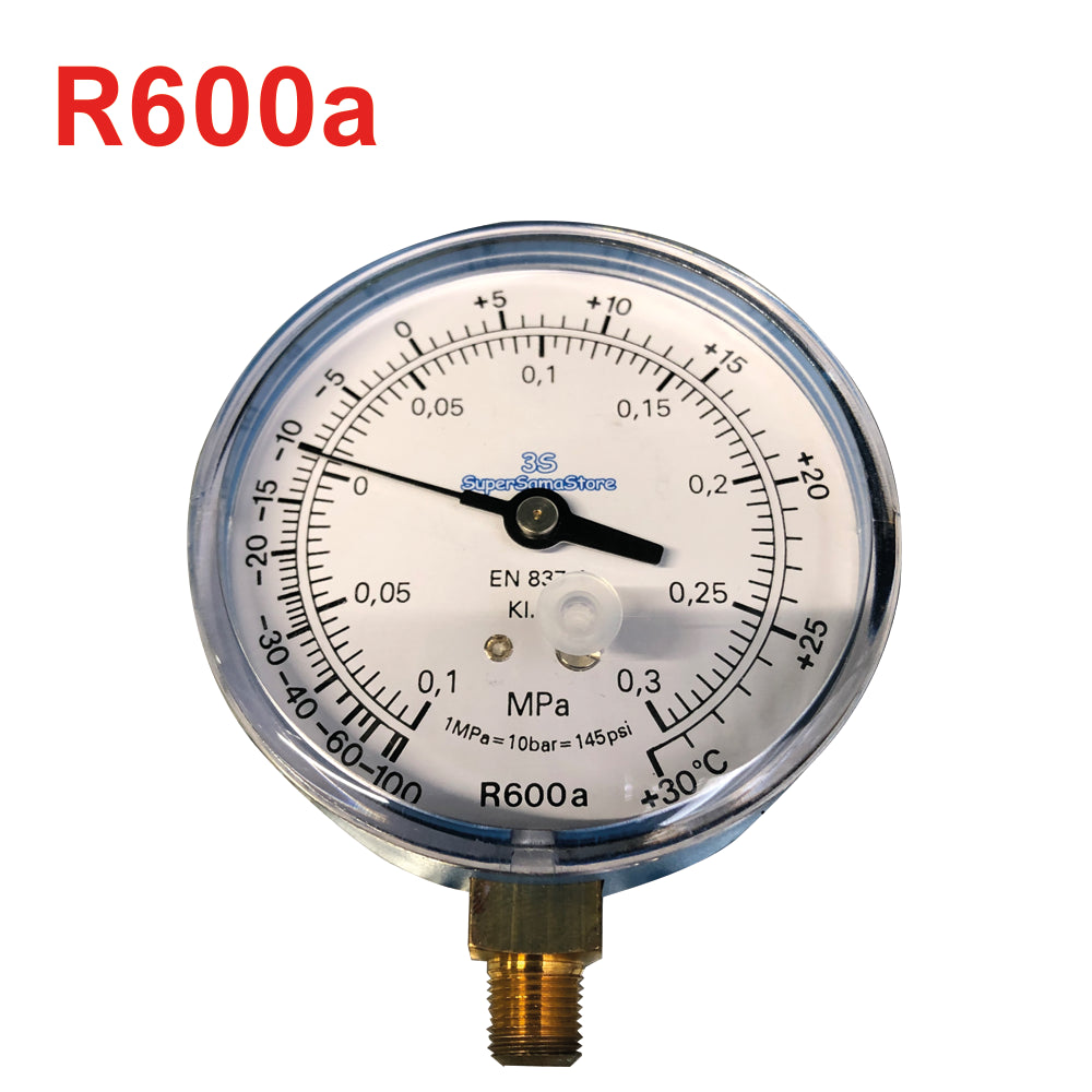 Low pressure gauge for R600a refrigerant gas