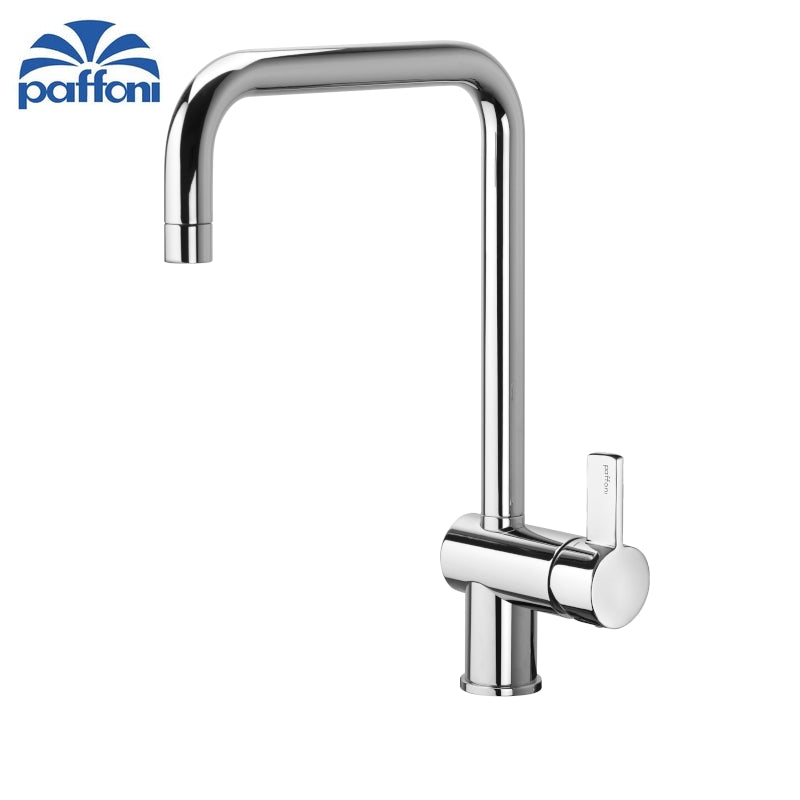 Single-hole kitchen sink mixer with swivel spout and cylindrical shower - ROCK Paffoni