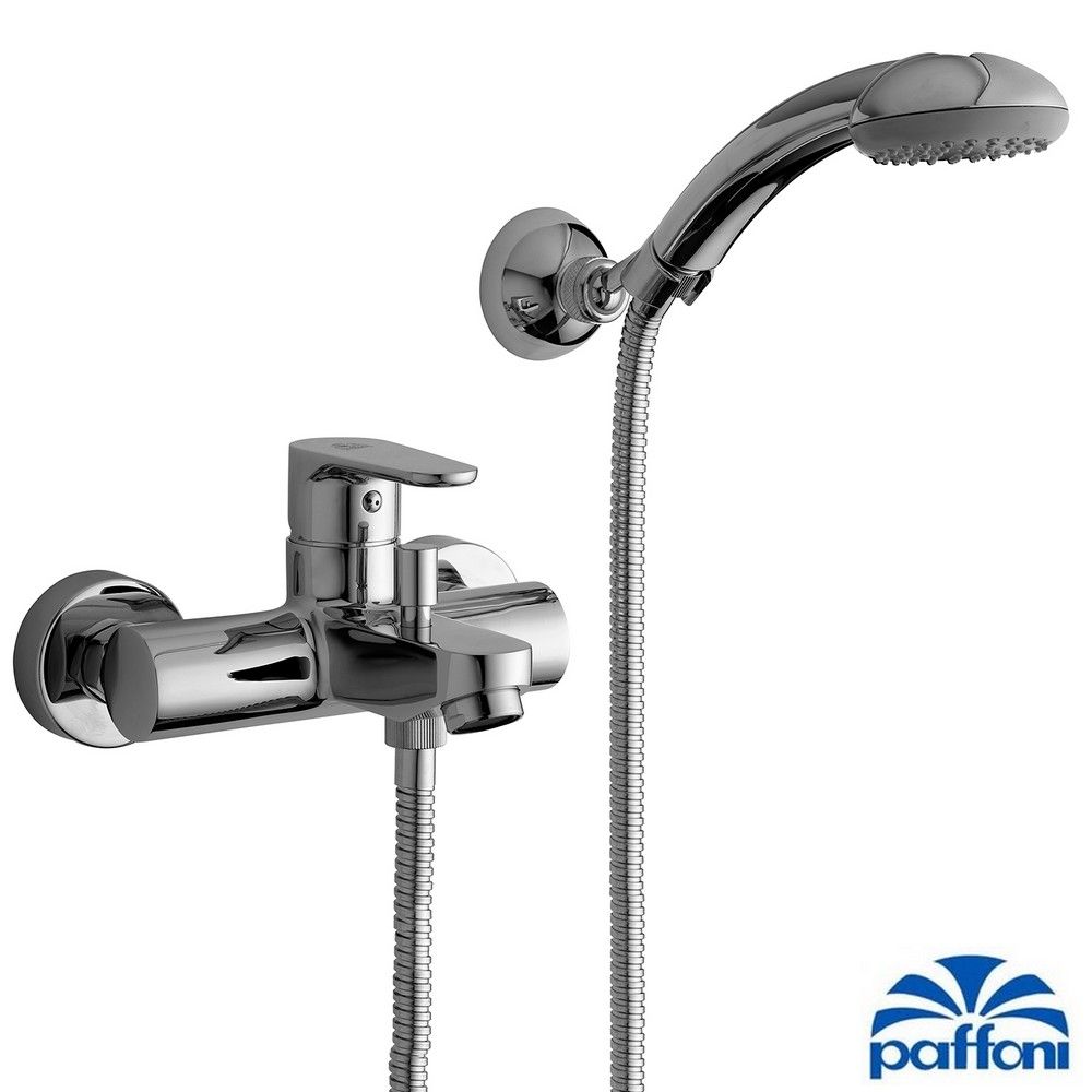 GREEN Paffoni GR026CR bath mixer with hand shower and fixed bracket