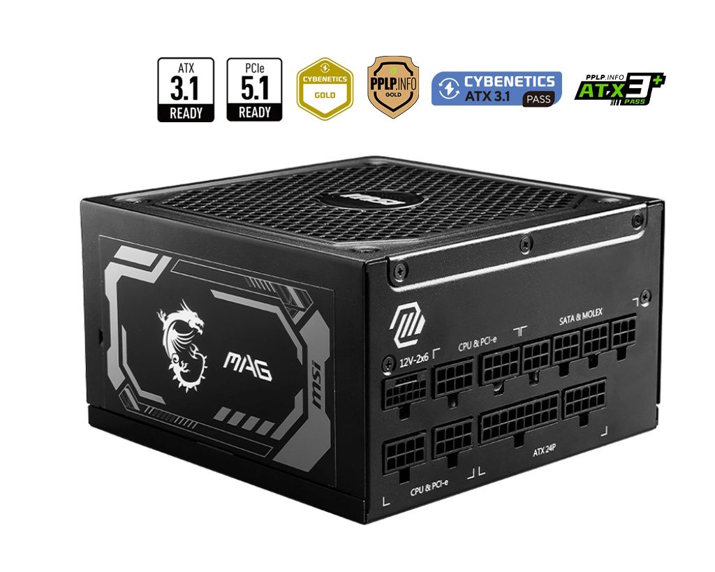 MSI POWER SUPPLY MAG A1000GL PCIE5, EU, 1000W, FULLY-MODULAR, 80 PLUS
