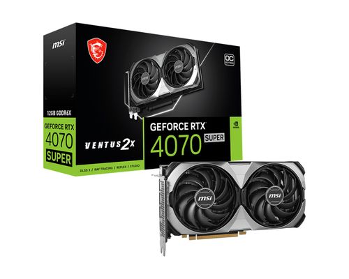 MSI VGA GEFORCE RTX 4070 SUPER, RTX 4070 SUPER 12G VENTUS 2X OC, 12GB GDDR6, DP*3/HDMI, ATX, DUAL FAN
