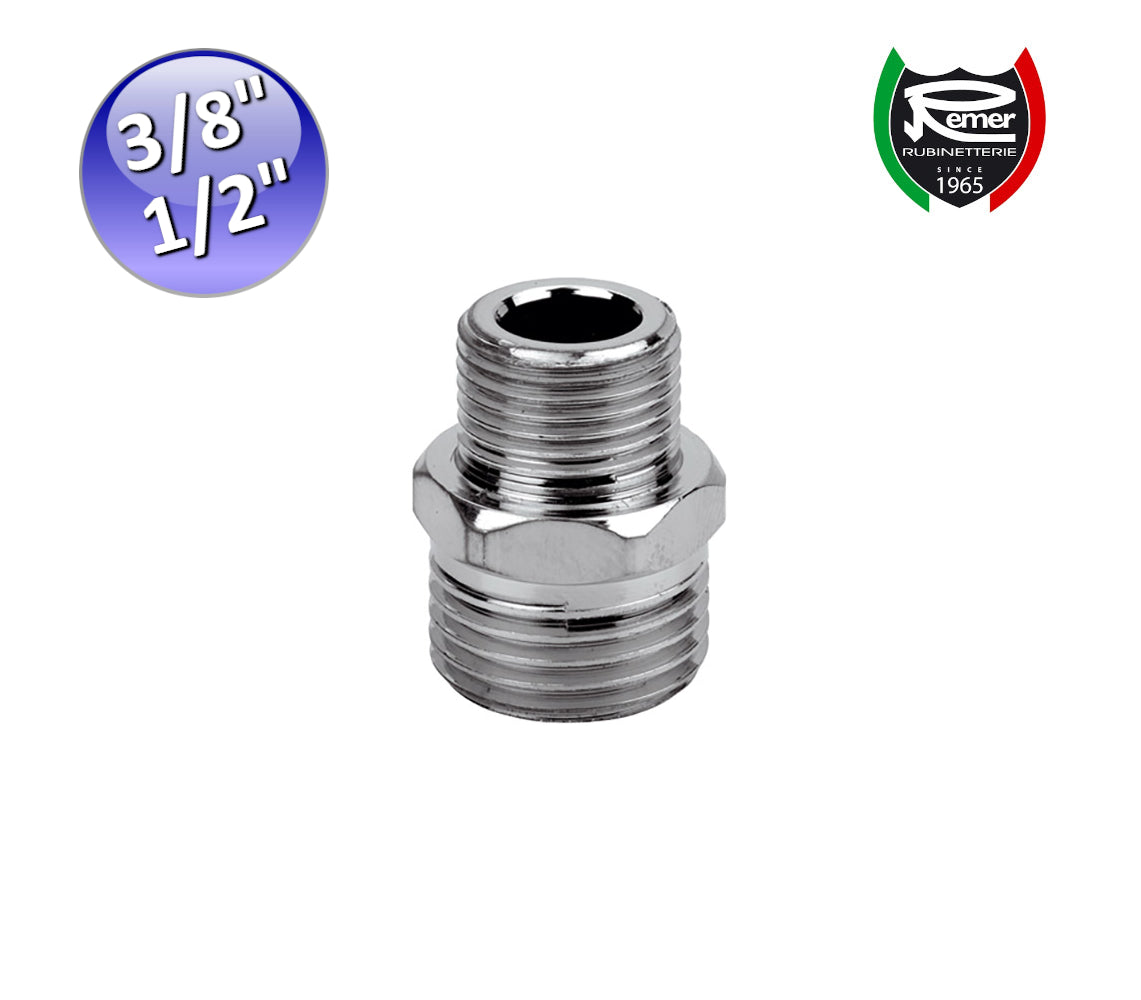 Chrome-plated reducing nipples MM 3/8'' x 1/2'' - brass