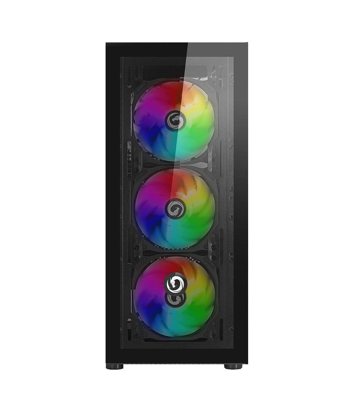 NUWO CASE ATX RODAN R601 0.5MM SPCC USB3.0/2.0 4 FANS 12CM ARGB FRONT GLASS SIDE GLASS BLACK