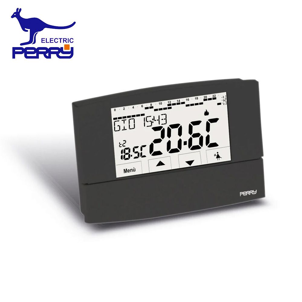 Perry 1CRCR026A - Zefiro TOUCH SCREEN anthracite wall-mounted weekly chronothermostat