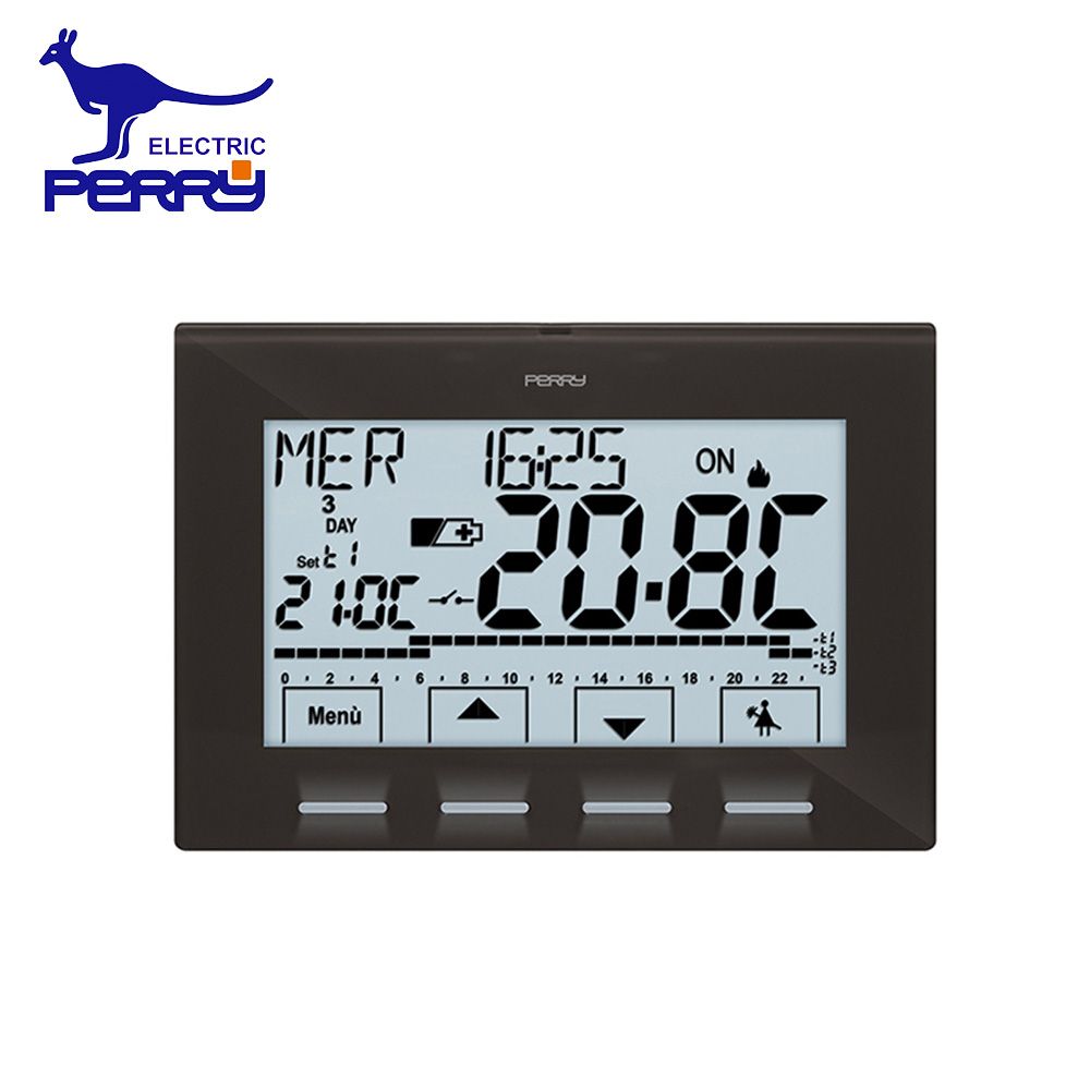 Perry 1CRCR028A - NEXT Series Battery-Powered Digital Wall-Mounted Chronothermostat, Anthracite