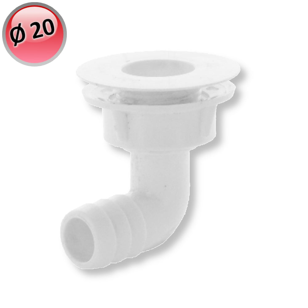 PILETTA DI SCARICO CONDENSA UNITÀ ESTERNA CLIMATIZZATORE ESTERNO Ø 20 MM ATTACCO INTERNO Ø 12 MM CURVA
