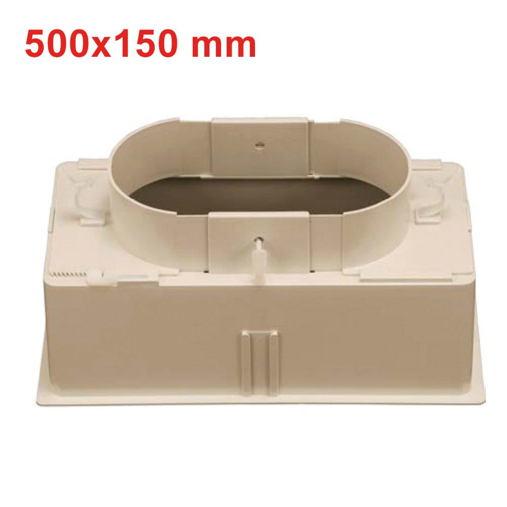 Plenum 500x150 mm in ABS con attacco regolabile da Ø160 a Ø250 mm e serranda