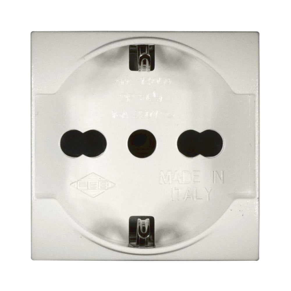 Presa Unel Bipasso Schuko bianco Compatibile con Living International / Light - Feb Elettrica