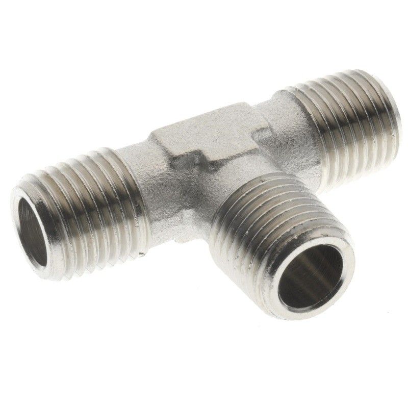Raccordo a TEE 1/8'' passo gas maschio maschio maschio