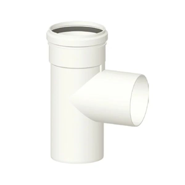 White PPH TEE fitting Ø 80mm for condensing boiler flue gases