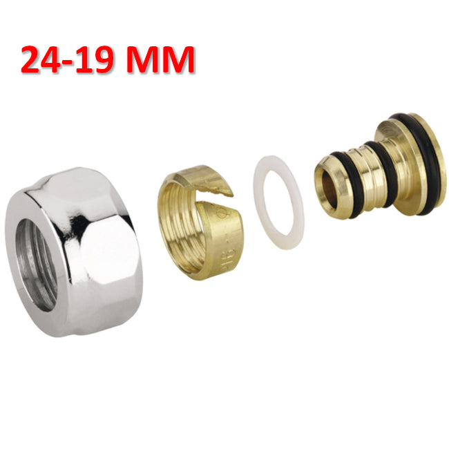 RACCORDO ADATTATORE BIANCO TM PASSO 24-19 PER MULTISTRATO 16X2 - CARLO POLETTI