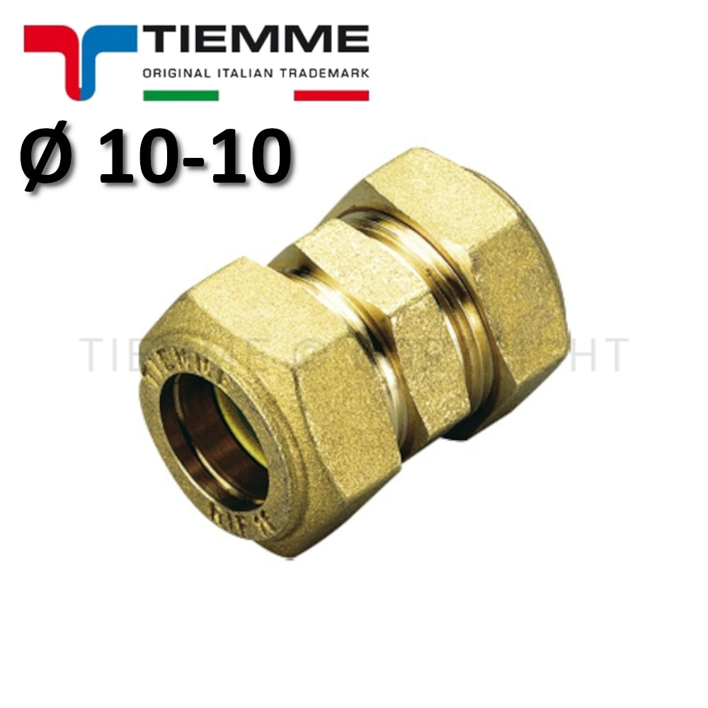 RACCORDO DIRITTO DOPPIO A COMPRES/TENUTA ORING (GAS) TUBO CU Ø 10-10 mm