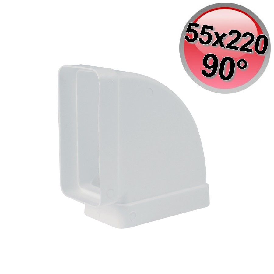 Raccordo gomito piano 90° per condotto rettangolare 55x220 mm per aria VMC cappa cucina