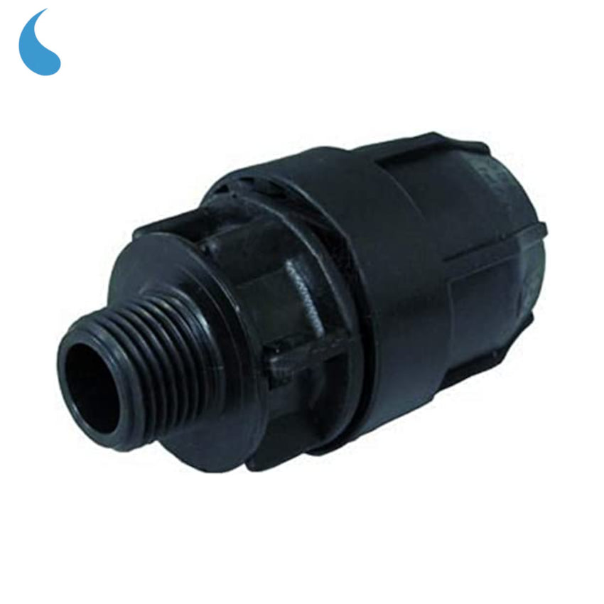 Ø 32 mm x 1'' compression fitting - tighten in male threaded polypropylene