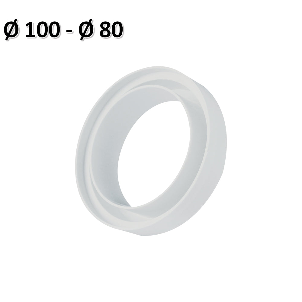 Riduttore Ø 100 x Ø 80 mm per condotto aria tubo plastica VMC cappa cucina