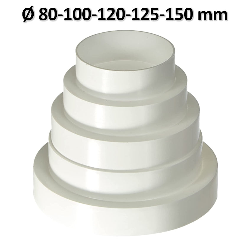 Riduttore riduzione in PVC per Cappa aria universale Ø 80 - 100 - 120 - 125 - 150 mm