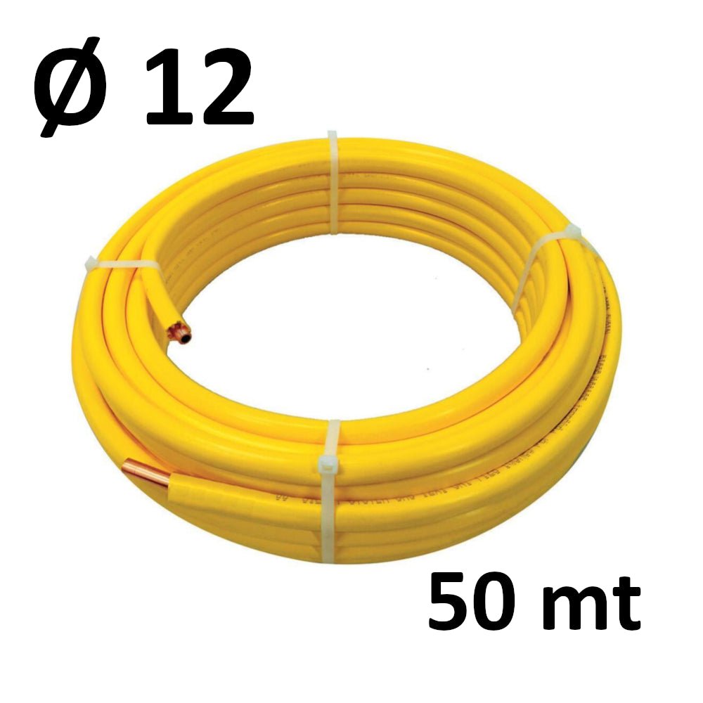 50 MT ROLL - copper Ø 12 x 1 mm - coated in yellow star-shaped PE STAR-MET - concealed gas systems (UNI CIG 7129)