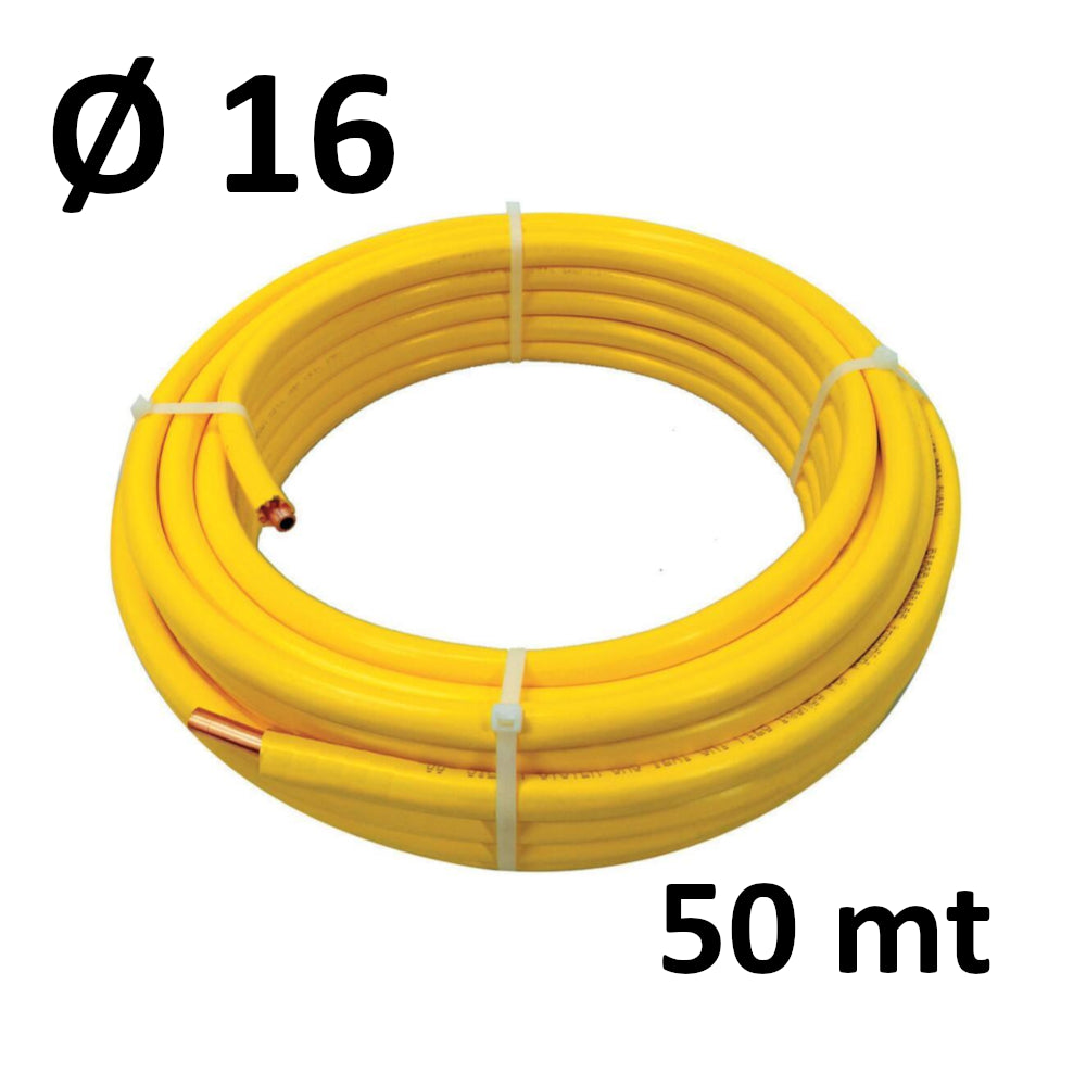 50 MT ROLL - copper Ø 16 x 1 mm - coated in yellow star-shaped PE STAR-MET - concealed gas systems (UNI CIG 7129)