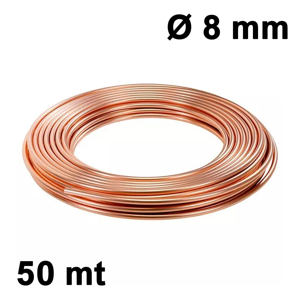 50 m roll of annealed copper pipe, Ø 8 mm - for refrigeration