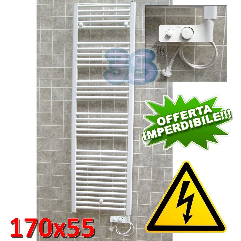 CORTINA electric towel warmer, white, 170x55 cm, with thermostat - bathroom radiator