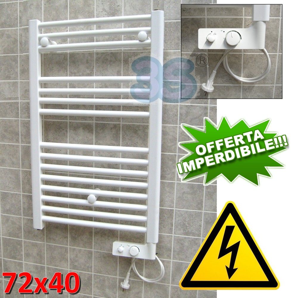 CORTINA electric towel warmer, white, 72x40 cm, with thermostat - bathroom radiator