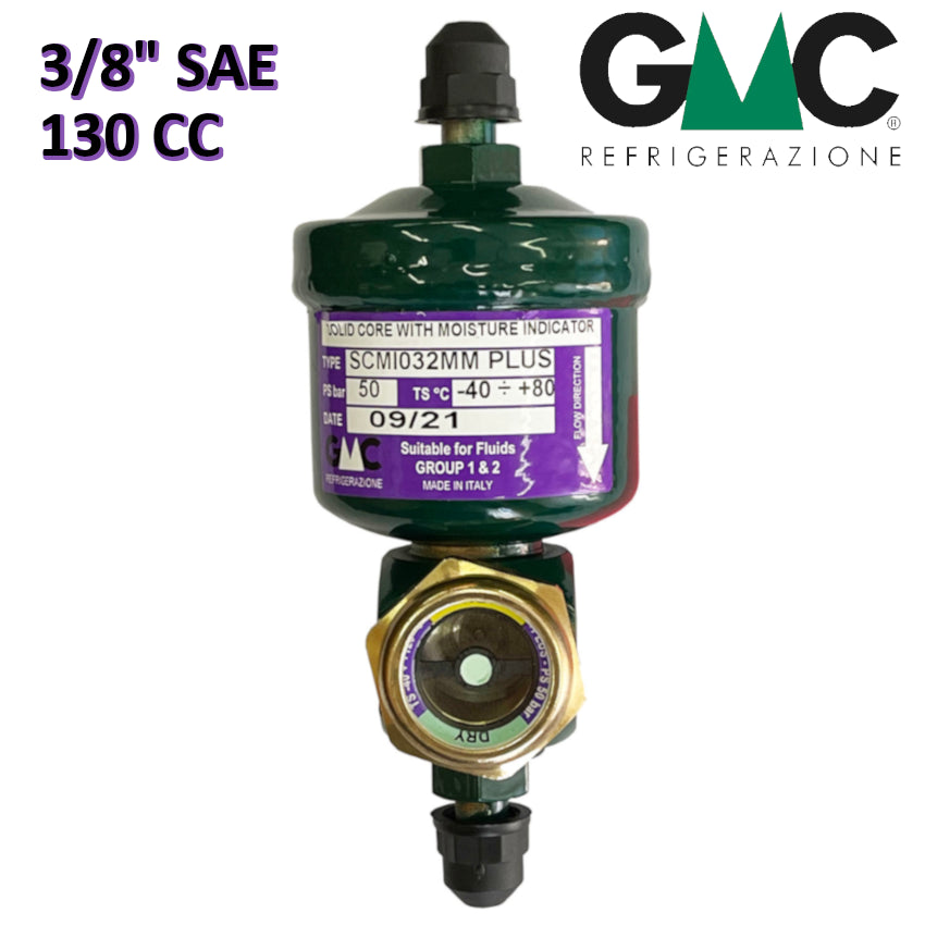 SCMI083MM - FILTRO DISIDRATATORE GMC 3/8'' x 3/8'' 130 cm³ A SETACCIO MOLECOLARE CON INDICATORE DI LIQUIDO E UMIDITÀ