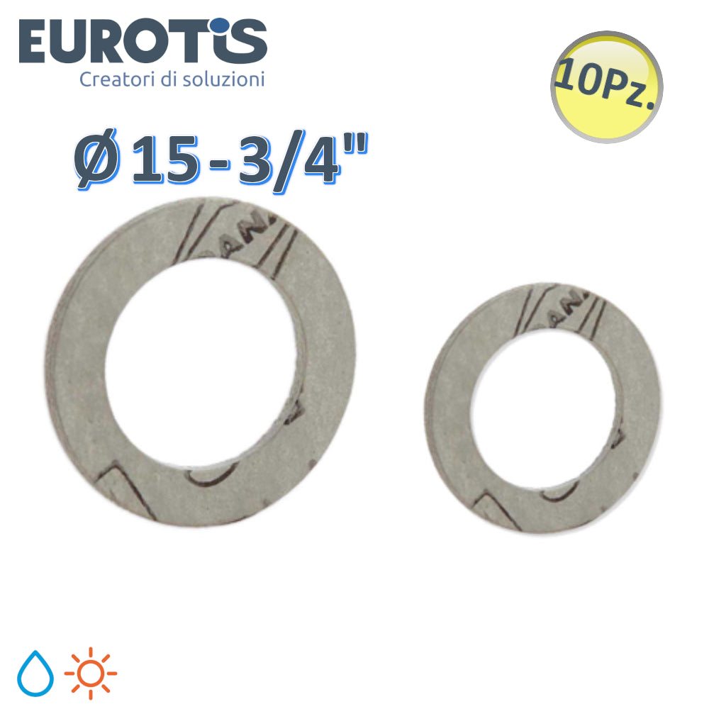 Set of 10 flat gaskets Ø 15 - 3/4'' for water and solar - Eurotis