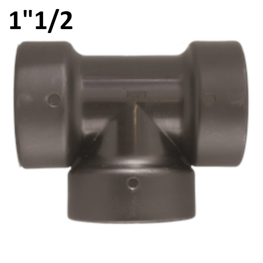 TEE T 1''1/2 FFF in PP polypropylene with sealing O-ring.