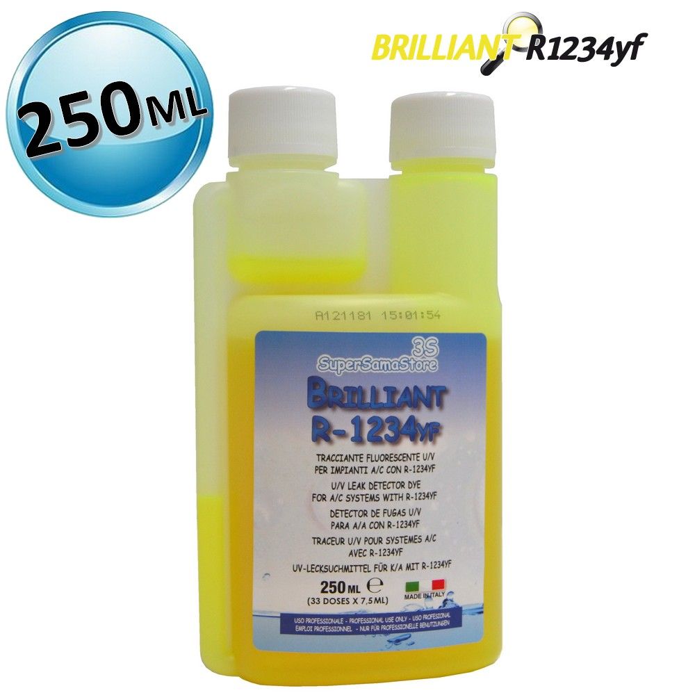 Tracciante U/V BRILLIANT per gas R1234yf flacone 250 ML per climatizzatore auto veicoli