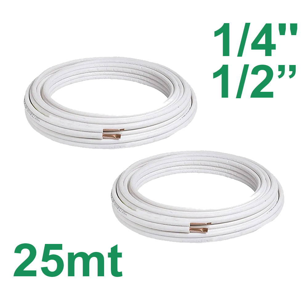 25 m of insulated copper pipes, 1/4'' and 1/2'', for air conditioning.