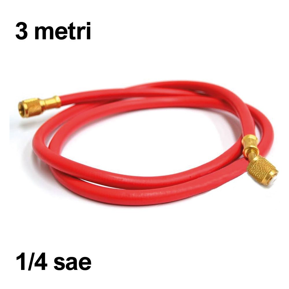 Tubo flessibile frusta per gas refrigerante - 1/4 sae 300 cm - Colore ROSSO