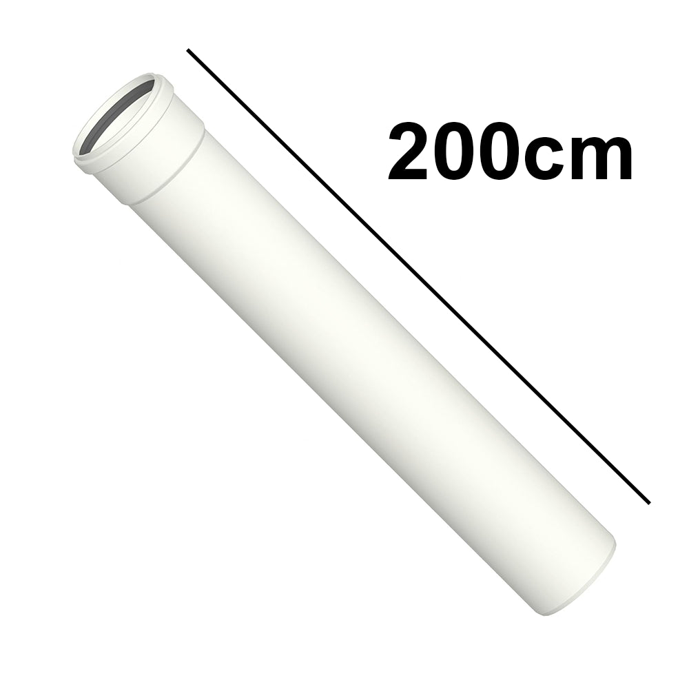 200cm linear pipe in white PPs Ø 80mm for condensing boiler flue gases