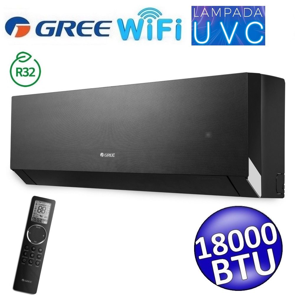 Gree CLIVIA black WiFi 18000 btu 5.0 kW R32 indoor unit - UVC lamp - single and multi (GREE10205)