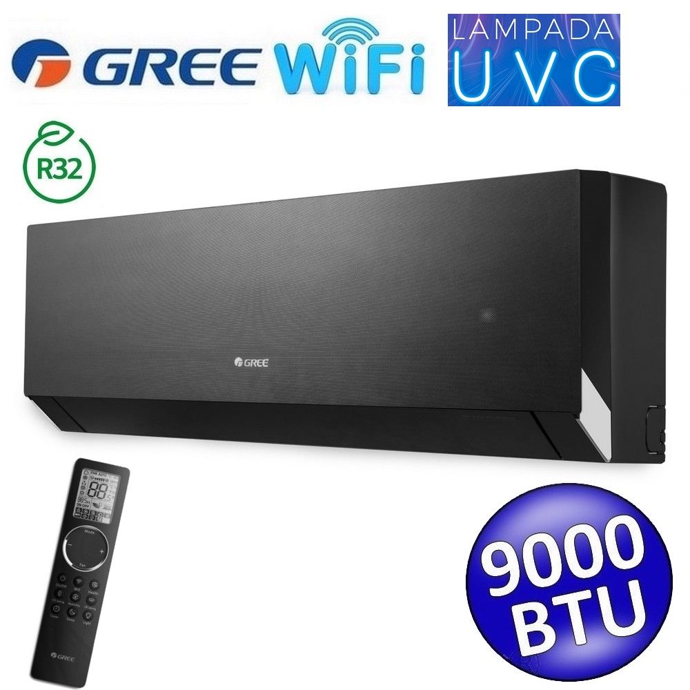 Gree CLIVIA black WiFi 9000 BTU 2.5 Kw R32 indoor unit - UVC lamp - single and multi (GREE10203)